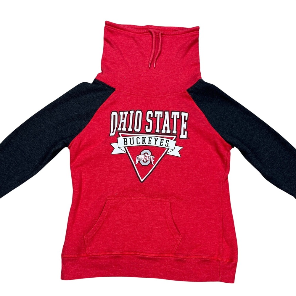 Ohio State Buckeyes Hoodie Sweatshirt Women's Medium Red Black Cowl Neck